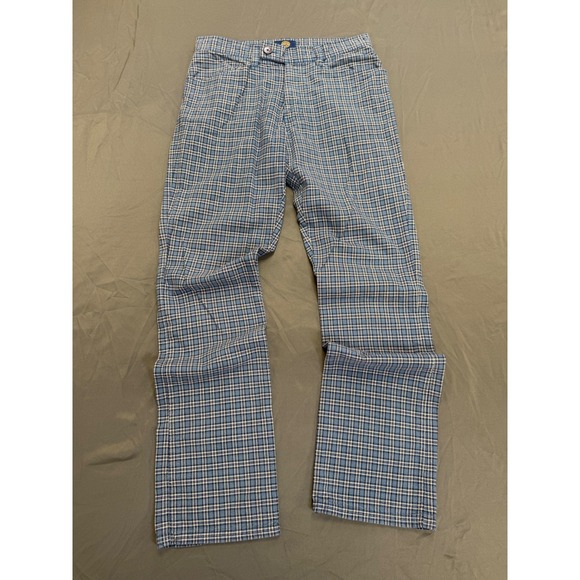 GAP Pants - Vintage Gap Blue Jeans Womens 4 Blue Plaid Straight Leg Cotton Trousers 90's
